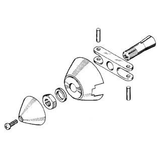 MP JET - Ogiva alluminio 40 mm asse Ø 3 (spess. 8