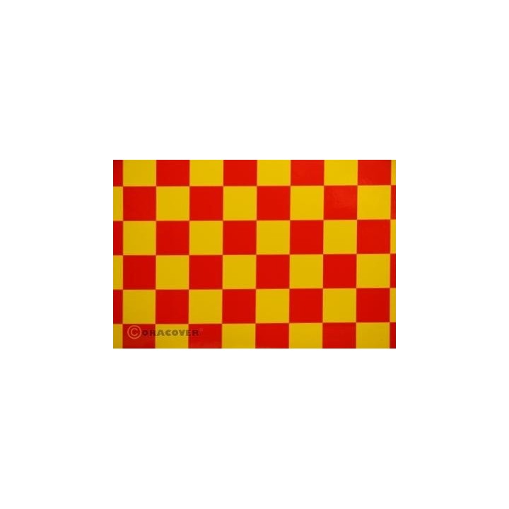 Oracover -  OraFUN3 giallo/rosso scacchi 25x25mm