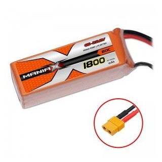 ManiaX - Batteria 22.2V 1800mah 80C 6S Lipo XT60