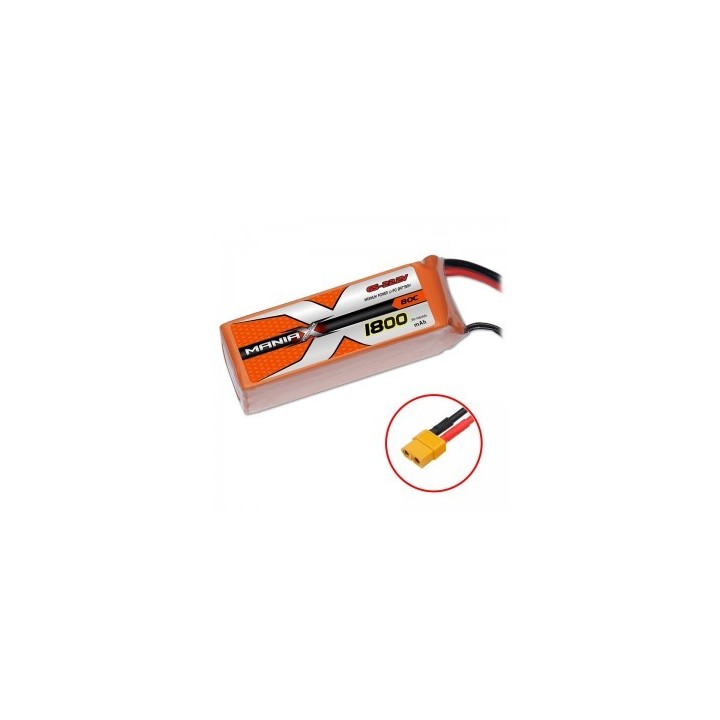 ManiaX - Batteria 22.2V 1800mah 80C 6S Lipo XT60